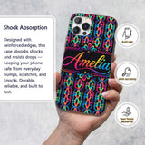 Retro Psychedelic Loop Gradient Printed Design Custom Name Protective Phone Case Mobile Cover Durable Everyday Smartphone Shock Resistant