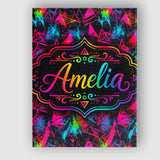 Personalised Name Colorful Neon Triangle Custom  Unique Gift Idea Elegant Feature Canvas Wall Art Print Decor Picture Ready to Hang