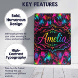 Personalised Name Colorful Neon Triangle Custom  Unique Gift Idea Elegant Feature Canvas Wall Art Print Decor Picture Ready to Hang