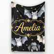 Cute Watercolor Bats and Stars Seamless Halloween Pattern Black  Personalised Custom Name Super Soft Fleece Blanket Bed Sofa Throw