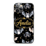 Cute Watercolor Bats and Stars Seamless Halloween Custom Name Protective Phone Case Mobile Cover Durable Everyday Smartphone Shock Resistant