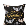 Custom Name Cute Bats and Stars Seamless Halloween Pattern Black Square Filled Cushion Throw Pillow Sofa Bed Home Decor Zip Washable UK Made