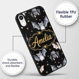 Cute Watercolor Bats and Stars Seamless Halloween Custom Name Protective Phone Case Mobile Cover Durable Everyday Smartphone Shock Resistant
