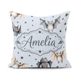 Custom Name Watercolor Bats and Stars Seamless Pattern Soft Blue Square Filled Cushion Throw Pillow Sofa Bed Home Decor Zip Washable UK Made