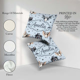 Custom Name Watercolor Bats and Stars Seamless Pattern Soft Blue Square Filled Cushion Throw Pillow Sofa Bed Home Decor Zip Washable UK Made