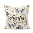 Custom Name Watercolor Bats and Stars Seamless Beige Background Square Filled Cushion Throw Pillow Sofa Bed Home Decor Zip Washable UK Made