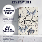 Personalised Name Cute Watercolor Bats and Custom  Unique Gift Idea Elegant Feature Canvas Wall Art Print Decor Picture Ready to Hang