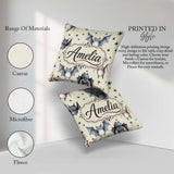 Custom Name Watercolor Bats and Stars Seamless Beige Background Square Filled Cushion Throw Pillow Sofa Bed Home Decor Zip Washable UK Made