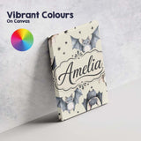Personalised Name Cute Watercolor Bats and Custom  Unique Gift Idea Elegant Feature Canvas Wall Art Print Decor Picture Ready to Hang