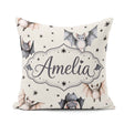 Custom Name Cute Watercolor Bats and Stars Pattern Light Neutral Square Filled Cushion Throw Pillow Sofa Bed Home Decor Zip Washable UK Made