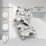 Custom Name Cute Watercolor Bats and Stars Pattern Light Neutral Square Filled Cushion Throw Pillow Sofa Bed Home Decor Zip Washable UK Made