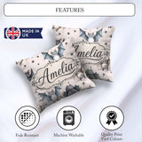 Custom Name Cute Watercolor Bats and Stars Seamless Pattern Warm Square Filled Cushion Throw Pillow Sofa Bed Home Decor Zip Washable UK Made