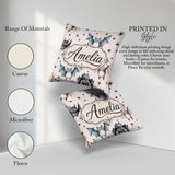 Custom Name Cute Watercolor Bats and Stars Seamless Pattern Warm Square Filled Cushion Throw Pillow Sofa Bed Home Decor Zip Washable UK Made