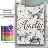 Cute Watercolor Bats and Stars Seamless Pattern Warm Cream Lovely  Personalised Custom Name Super Soft Fleece Blanket Bed Sofa Throw