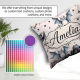 Custom Name Cute Watercolor Bats and Stars Seamless Pattern Warm Square Filled Cushion Throw Pillow Sofa Bed Home Decor Zip Washable UK Made