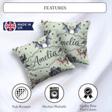 Custom Name Cute Watercolor Bats and Stars Seamless Pattern Soft Square Filled Cushion Throw Pillow Sofa Bed Home Decor Zip Washable UK Made