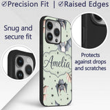 Cute Watercolor Bats and Stars Seamless Pattern Custom Name Protective Phone Case Mobile Cover Durable Everyday Smartphone Shock Resistant