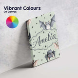 Personalised Name Cute Watercolor Bats and Custom  Unique Gift Idea Elegant Feature Canvas Wall Art Print Decor Picture Ready to Hang