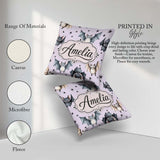Custom Name Cute Watercolor Bats and Stars Seamless Pastel Lilac Square Filled Cushion Throw Pillow Sofa Bed Home Decor Zip Washable UK Made