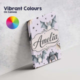 Personalised Name Cute Watercolor Bats and Custom  Unique Gift Idea Elegant Feature Canvas Wall Art Print Decor Picture Ready to Hang
