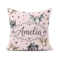 Custom Name Cute Watercolor Bats and Stars Seamless Pattern Pink Square Filled Cushion Throw Pillow Sofa Bed Home Decor Zip Washable UK Made