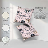 Custom Name Cute Watercolor Bats and Stars Seamless Pattern Pink Square Filled Cushion Throw Pillow Sofa Bed Home Decor Zip Washable UK Made