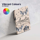 Personalised Name Cute Watercolor Bats and Custom  Unique Gift Idea Elegant Feature Canvas Wall Art Print Decor Picture Ready to Hang