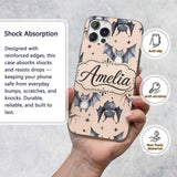 Cute Watercolor Bats and Stars Seamless Pattern Custom Name Protective Phone Case Mobile Cover Durable Everyday Smartphone Shock Resistant