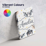 Personalised Name Cute Watercolor Bats and Custom  Unique Gift Idea Elegant Feature Canvas Wall Art Print Decor Picture Ready to Hang