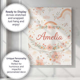 Personalised Name Pastel Rainbow Floral Dreamy Nursery Pattern Custom Modern Room Accent Canvas Wall Art Print Decor Picture Ready to Hang