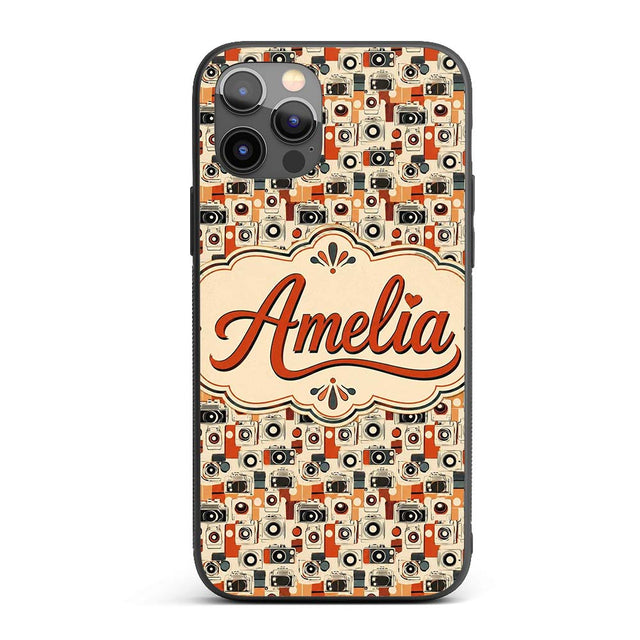 Mid Century Modern Abstract Camera Printed Design Custom Name Protective Phone Case Mobile Cover Durable Everyday Smartphone Shock Resistant