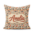 Custom Name Century Modern Abstract Camera Seamless Orange Cream Square Filled Cushion Throw Pillow Sofa Bed Home Decor Zip Washable UK Made