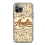Neutral Beige Retro Camera Decorative Design Custom Name Protective Phone Case Mobile Cover Durable Everyday Smartphone Shock Resistant