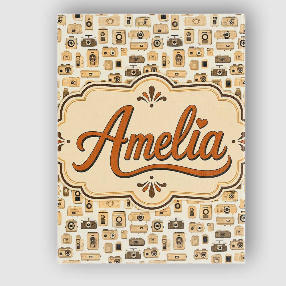 Personalised Name Neutral Beige Retro Custom Modern Room Accent Creative Decorator Style Canvas Wall Art Print Decor Picture Ready to Hang
