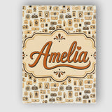 Personalised Name Neutral Beige Retro Custom Modern Room Accent Creative Decorator Style Canvas Wall Art Print Decor Picture Ready to Hang