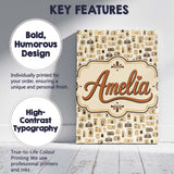 Personalised Name Neutral Beige Retro Custom Modern Room Accent Creative Decorator Style Canvas Wall Art Print Decor Picture Ready to Hang