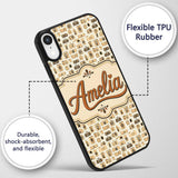 Neutral Beige Retro Camera Decorative Design Custom Name Protective Phone Case Mobile Cover Durable Everyday Smartphone Shock Resistant