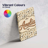 Personalised Name Neutral Beige Retro Custom Modern Room Accent Creative Decorator Style Canvas Wall Art Print Decor Picture Ready to Hang