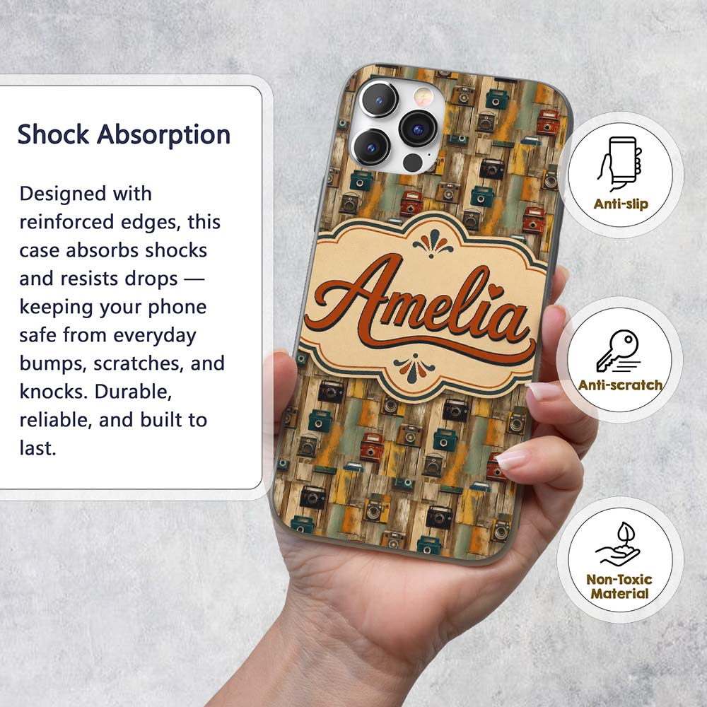 Rustic Wooden Panel Background Printed Design Custom Name Protective Phone Case Mobile Cover Durable Everyday Smartphone Shock Resistant