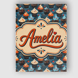 Personalised Name Cupcake Dessert Seamless Custom  Unique Gift Idea Elegant Feature Canvas Wall Art Print Decor Picture Ready to Hang