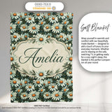 Vintage Daisy Floral Seamless Pattern with White Flowers and Green  Personalised Custom Name Super Soft Fleece Blanket Bed Sofa Throw