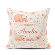 Custom Name Cute Bear Floral Woodland Nursery Pattern Seamless Square Filled Cushion Throw Pillow Sofa Bed Home Decor Zip Washable UK Made