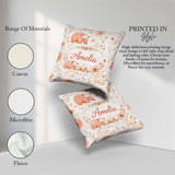 Custom Name Cute Bear Floral Woodland Nursery Pattern Seamless Square Filled Cushion Throw Pillow Sofa Bed Home Decor Zip Washable UK Made