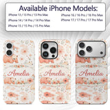 Cute Bear Floral Woodland Nursery Printed Design Custom Name Protective Phone Case Mobile Cover Durable Everyday Smartphone Shock Resistant