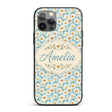 Elegant Cream Daisy Florals on Light Vintage Wash Custom Name Protective Phone Case Mobile Cover Durable Everyday Smartphone Shock Resistant
