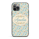 Elegant Cream Daisy Florals on Light Vintage Wash Custom Name Protective Phone Case Mobile Cover Durable Everyday Smartphone Shock Resistant