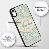 Elegant Cream Daisy Florals on Light Vintage Wash Custom Name Protective Phone Case Mobile Cover Durable Everyday Smartphone Shock Resistant