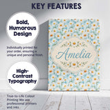 Personalised Name Elegant Cream Daisy Custom Modern Room Accent Creative Decorator Style Canvas Wall Art Print Decor Picture Ready to Hang