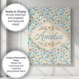 Personalised Name Elegant Cream Daisy Custom Modern Room Accent Creative Decorator Style Canvas Wall Art Print Decor Picture Ready to Hang