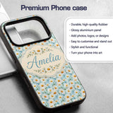 Elegant Cream Daisy Florals on Light Vintage Wash Custom Name Protective Phone Case Mobile Cover Durable Everyday Smartphone Shock Resistant
